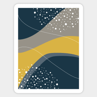 Modern Abstract Organic Shapes in Navy, Grey, Yellow and White Sticker